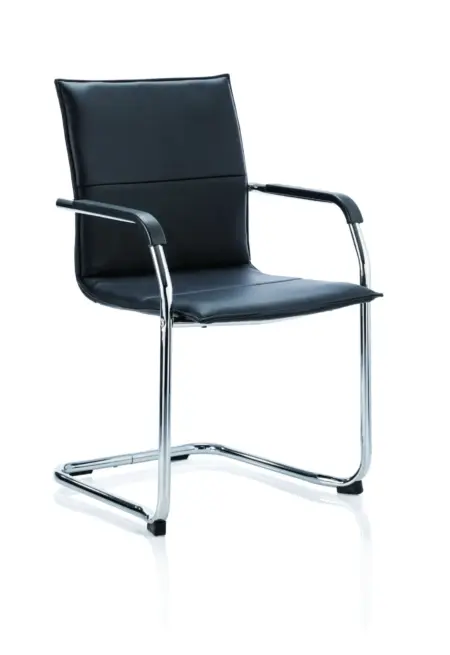 OE - Echo Medium Back Leather Cantilever Visitor Chair with Arms